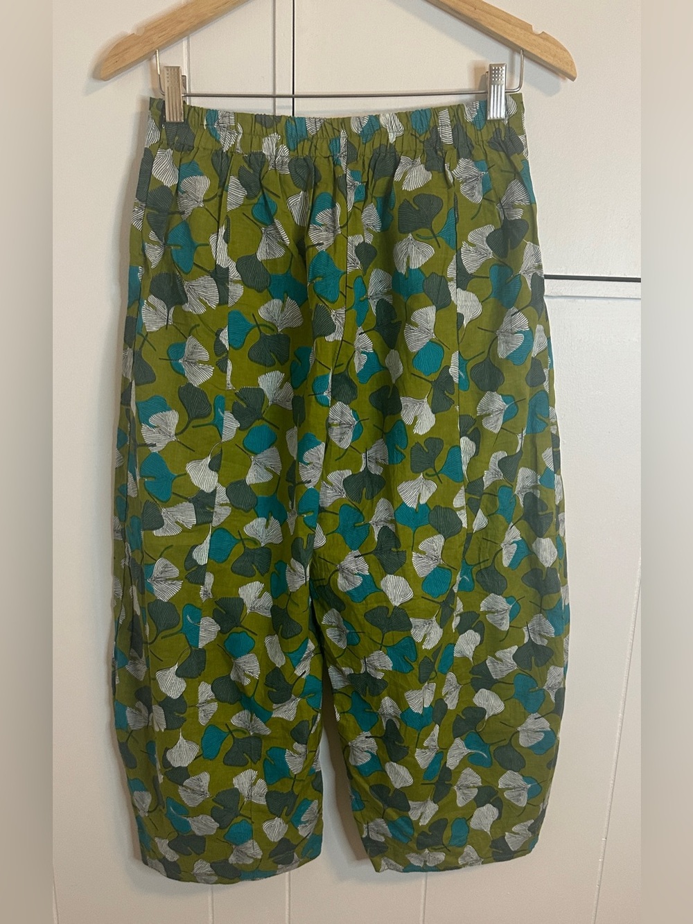 Apsara Barrel Leg Ginkgo Leaf Cotton Pant Trouser Artsy Boho - Picture 5 of 7